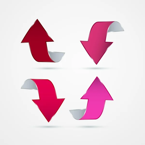 Conjunto de setas de vetor vermelho e rosa — Vetor de Stock