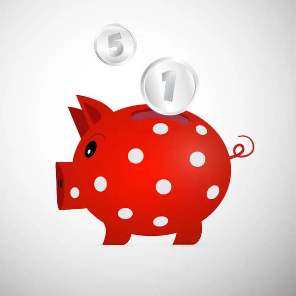 Red Piggy Bank — Stock Vector