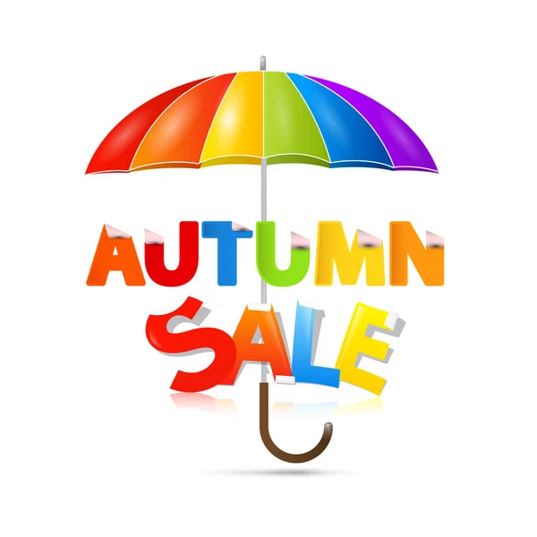 Autumn Sale Title With Umbrella — Stock Vector