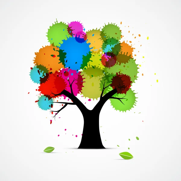 Tree With Colorful Blobs — Stock Vector