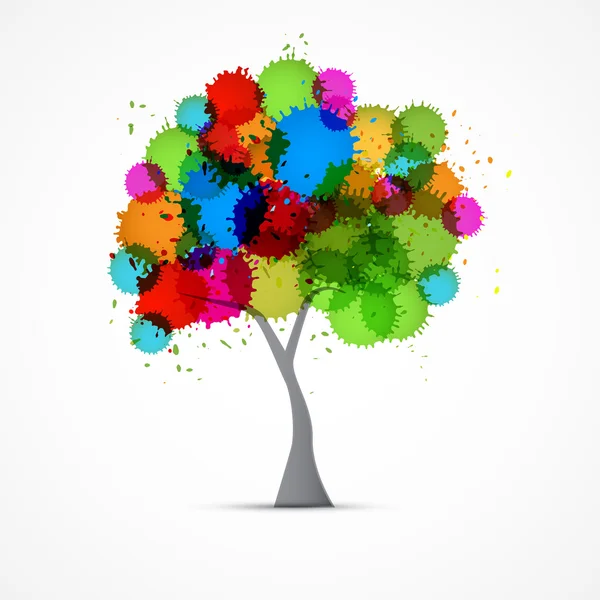Tree With Colorful Blobs — Stock Vector