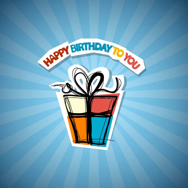 Retro happy birthday blauwe achtergrond — Stockvector