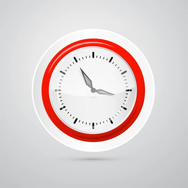 Reloj rojo y blanco — Vector de stock