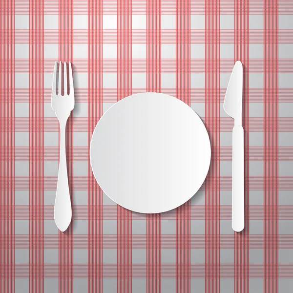 Fork, Plate and Knife — Stock Vector