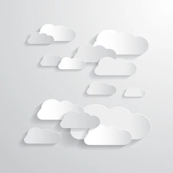 Wolken snijden van papier — Stockvector