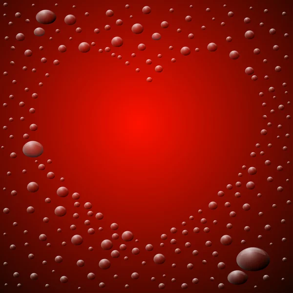 Gotas de agua en forma de corazón . — Vector de stock