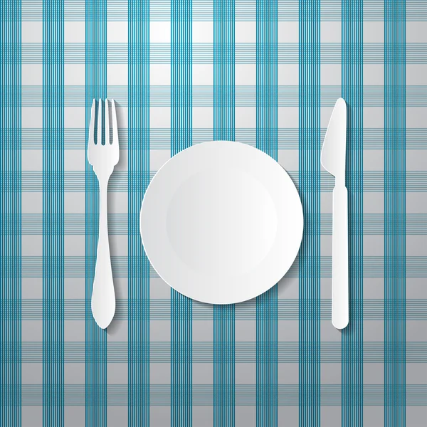 Fork, Plate and Knife — Stock Vector