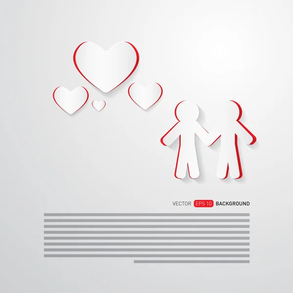 People and Paper Hearts — Stock Vector