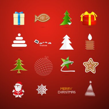 Noel simge kırmızı zemin üzerine