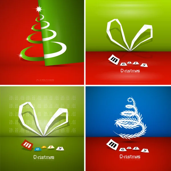 Four Abstract Christmas Background Sets — Stock Vector
