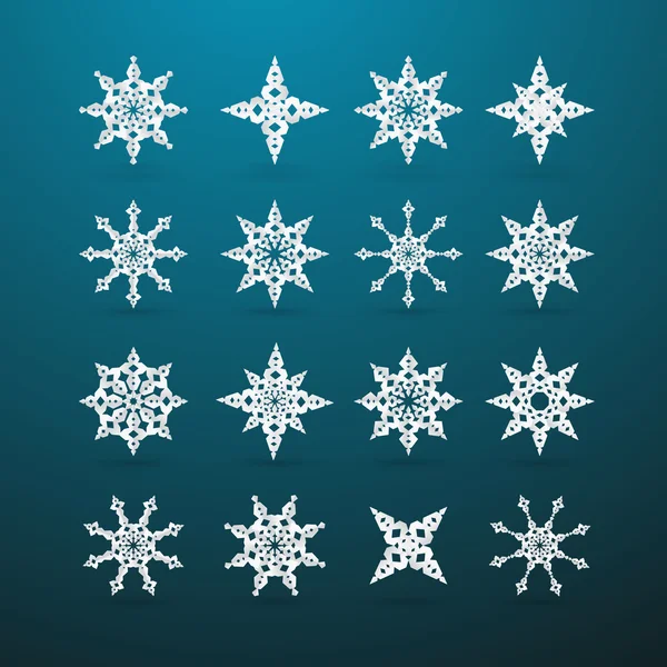 Vector Paper Christmas Star Set on Blue Background — Stock Vector