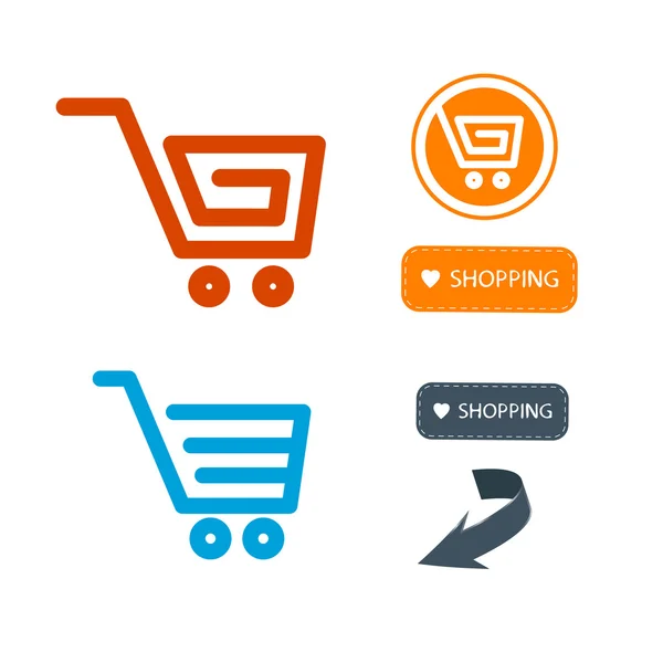 Shopping Cart, Basket, Web Symbols, Icons Set — Stock Vector