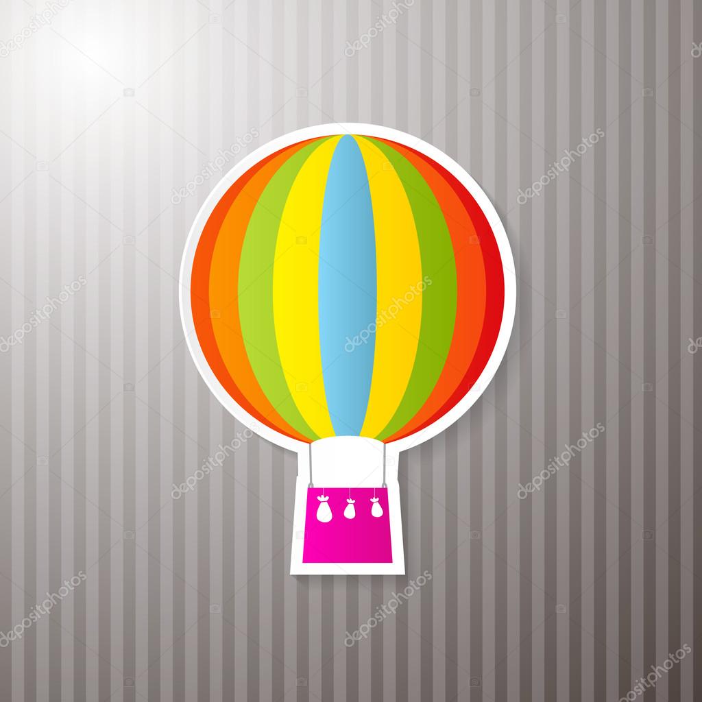 Paper Colorful Hot Air Balloon on Cardboard Background