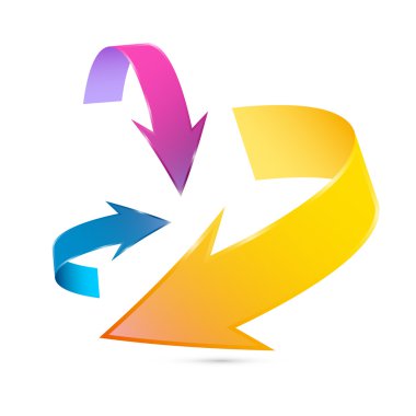 Beyaz arka plan üzerinde izole okları renkli 3B vektör