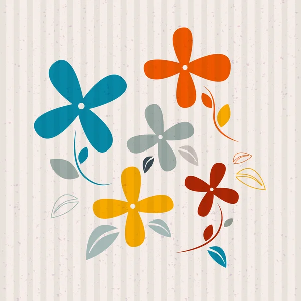 Abstract Retro Vector Flowers — Stock Vector