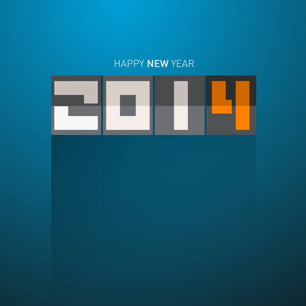 Gelukkig nieuw jaar 2014 titel op blauwe achtergrond — Stockvector