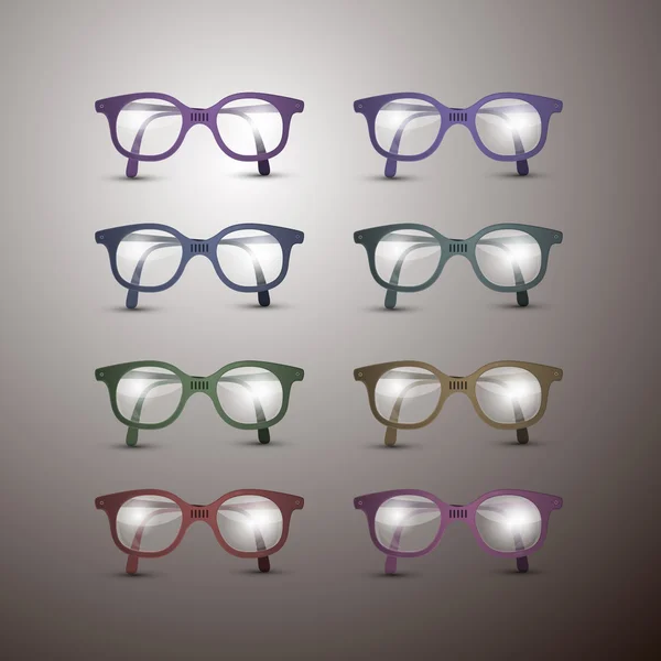 Set de gafas vectoriales retro aisladas sobre fondo gris — Vector de stock