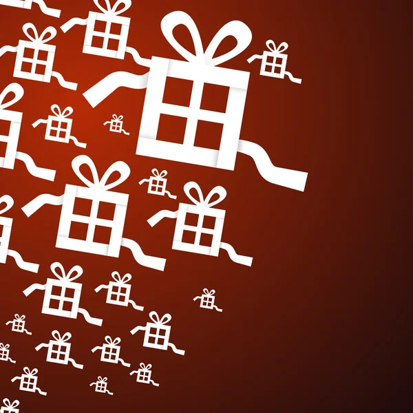 Cadeau, Boîtes cadeaux sur fond rouge — Image vectorielle