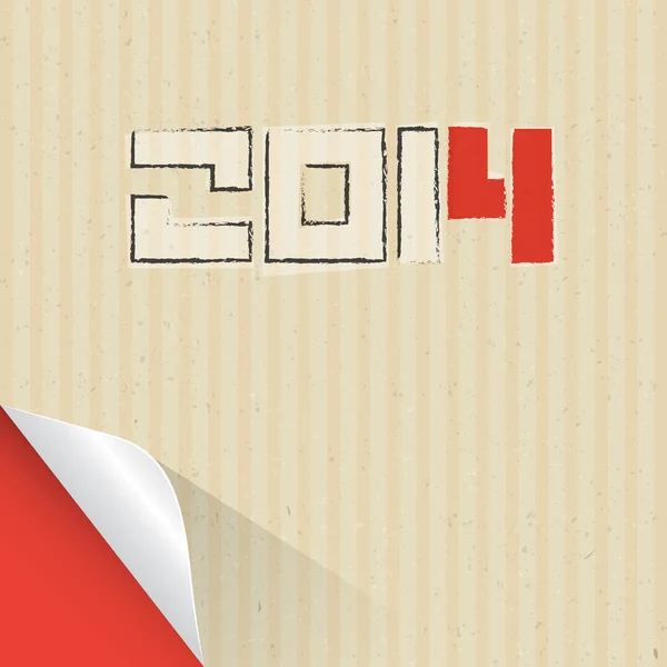 Happy New Year 2014 Cardboard Background — Stock Vector