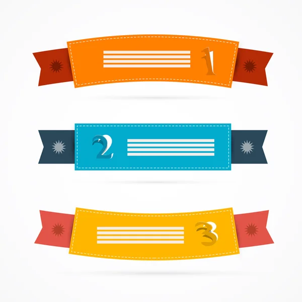 Ribbons, Labels Set in Retro Colors — Stock Vector