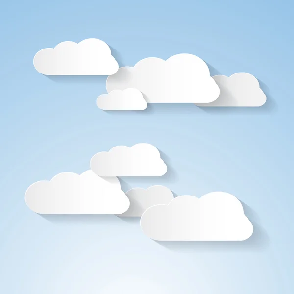 Papieren wolken op blauwe lucht — Stockvector