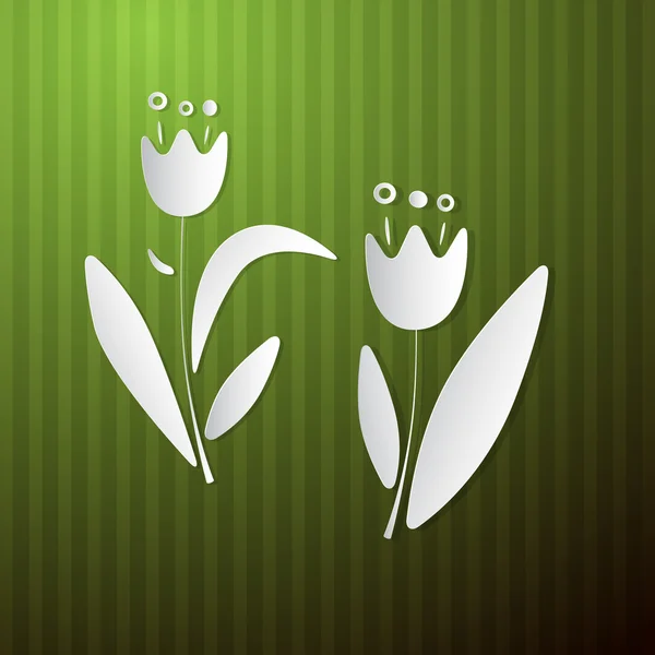 Vector papier bloemen op groene achtergrond — Stockvector
