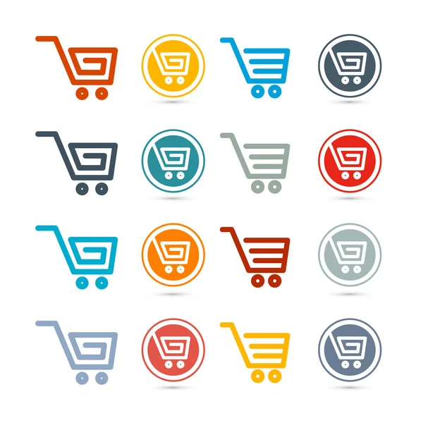 Shopping Cart, Basket, Web Symbols, Icons Set — Stock Vector