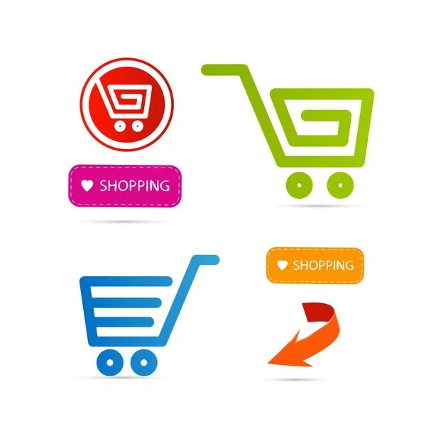 Shopping Cart, Basket, Web Symbols, Icons Set — Stock Vector