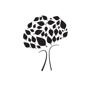 Beyaz arka plan üzerinde izole soyut ağaç vektör çizim