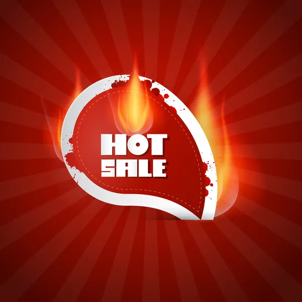 Dark Red Hot Sale Label with Flames — Stock Vector