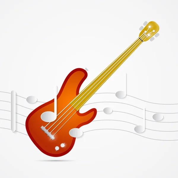 Abstract Bass Guitar, Staff and Notes Illustration — Stock Vector