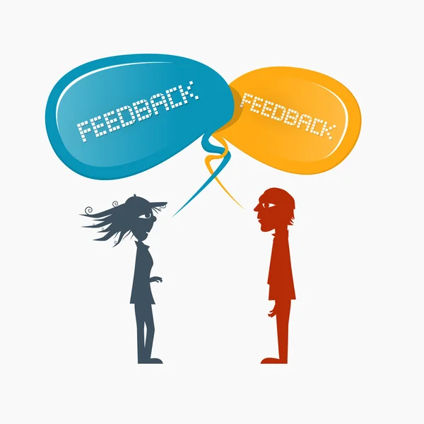 Ilustração vetorial de feedback com homem e mulher — Vetor de Stock