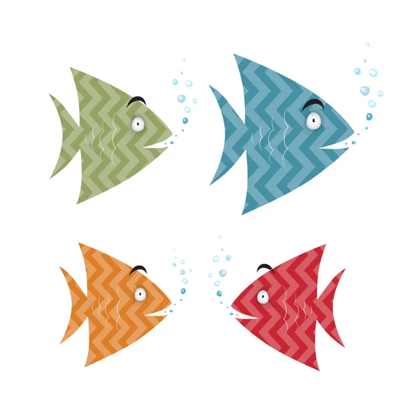 Astratto retrò pesce Set Illustrazione — Vettoriale Stock