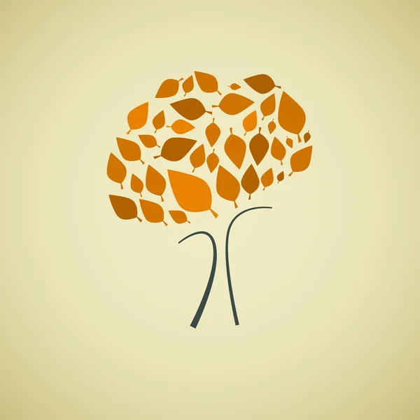 Árvore abstrata com folhas de laranja em papel reciclado — Vetor de Stock