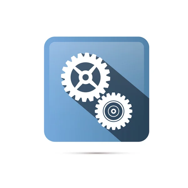 Modrá čtvercová kazeta, ikona gears — Stockový vektor