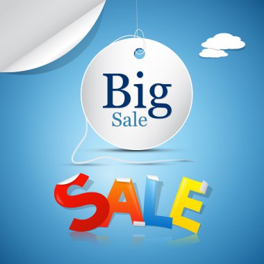 Big Sale on Blue Sky Background with Clouds