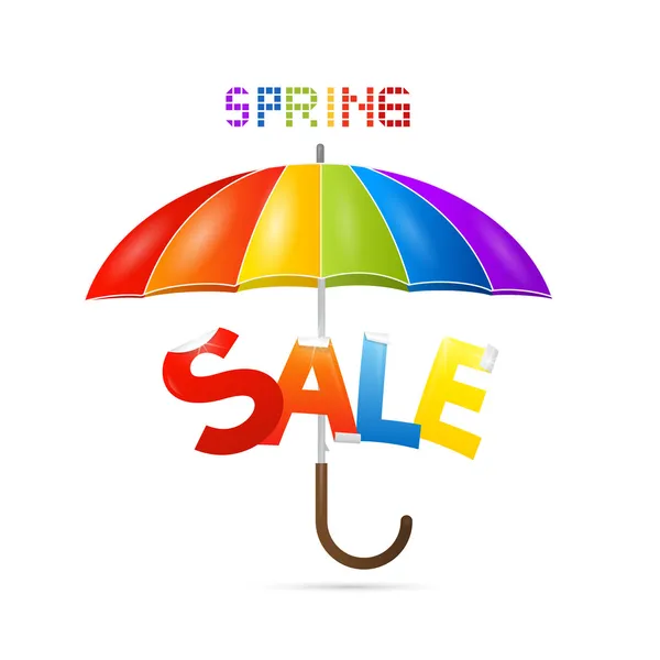 Färgglada våren försäljning bakgrund med paraply — Stock vektor