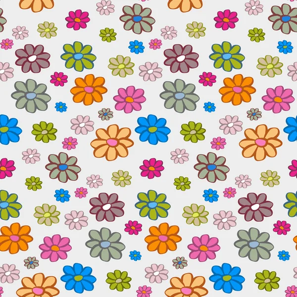 Retro Vector Flowers Seamless Pattern, Background — Stock Vector