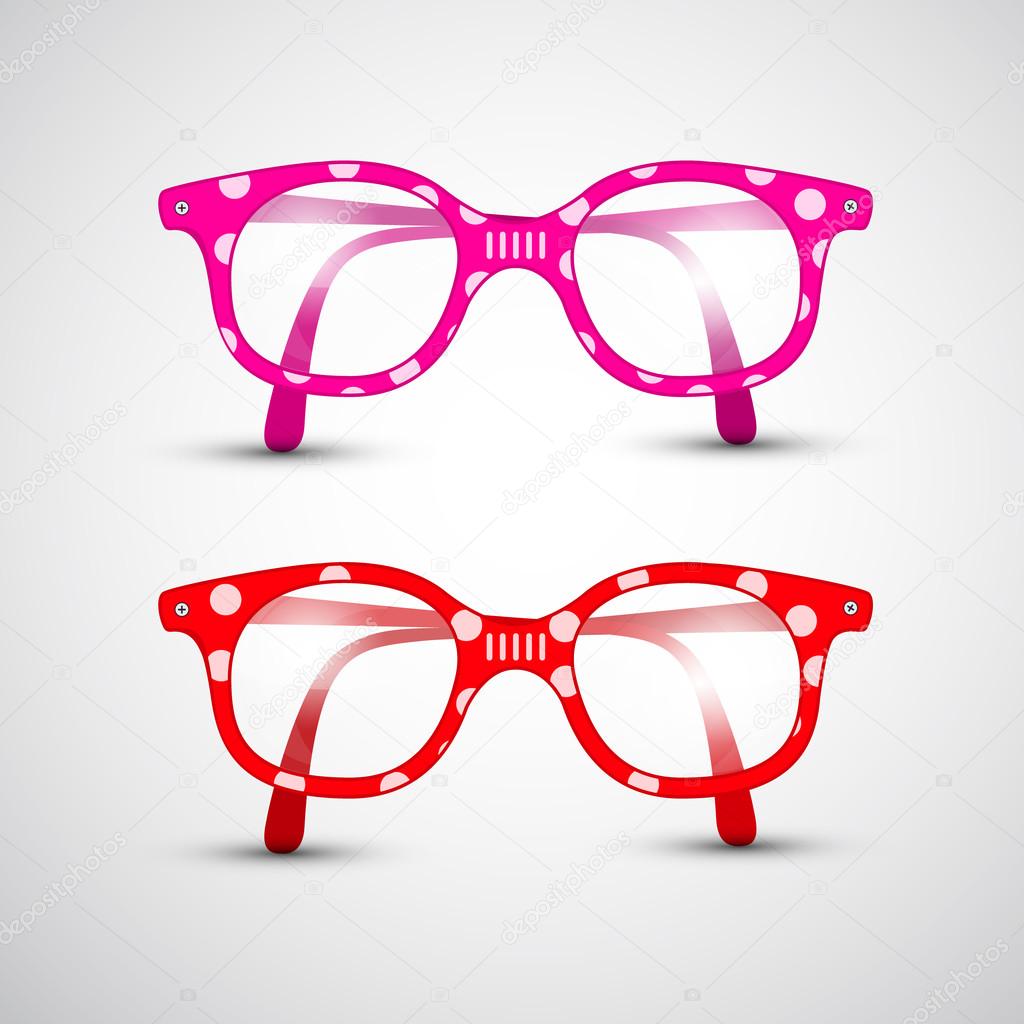 Abstract Vector Funny Red, Pink Glasses with Dots