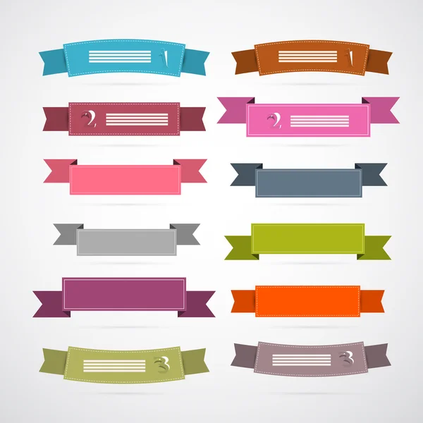 Colorful Retro Ribbons, Labels Set — Stock Vector