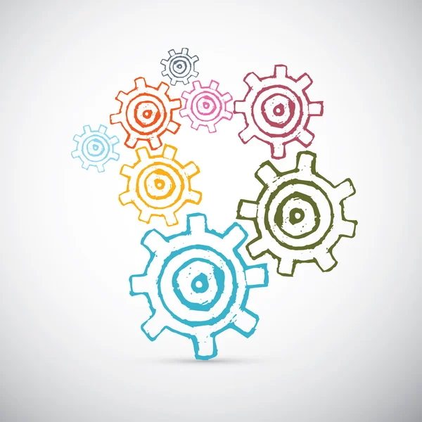Hand Drawn Abstract Vector Cogs - Gears — Stock Vector