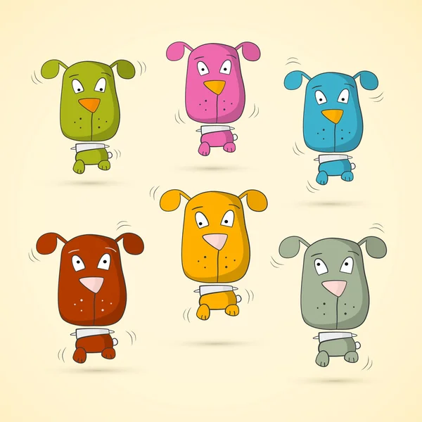 Colorful Vector Dogs Set — Stock Vector
