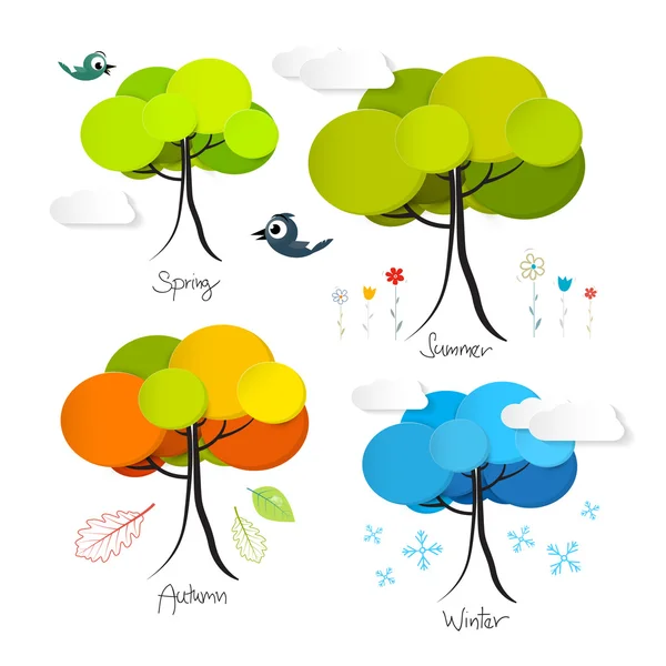 Four Seasons Vector Illustration — Stock Vector