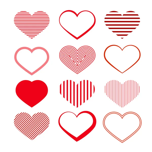 Heart Set. Red Valentine Symbols. — Stock Vector