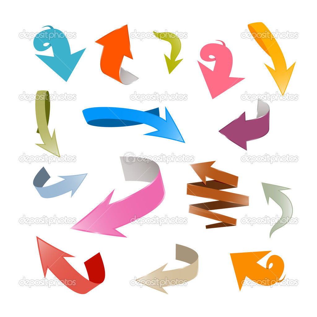 Colorful Vector Arrows Set Isolated on White Background