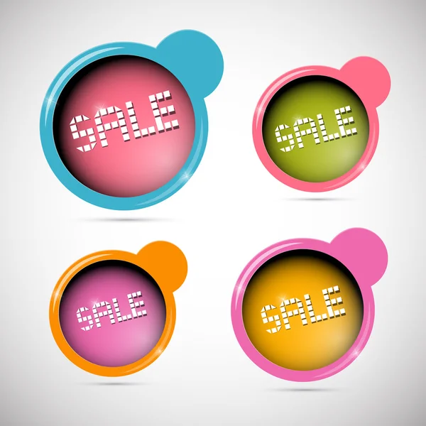 Retro Circle Abstract Sale Labels, Tags Set — Stock Vector