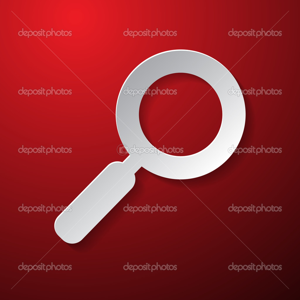 Vector Magnifying Glass Paper Symbol on Red Background Stock Vector by
