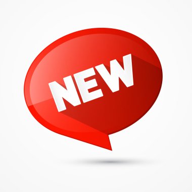 Kırmızı vektör yeni bir etiket, etiket üzerinde beyaz izole