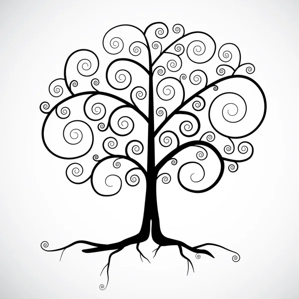 Abstrakter Vektor schwarzer Baum Illustration — Stockvektor