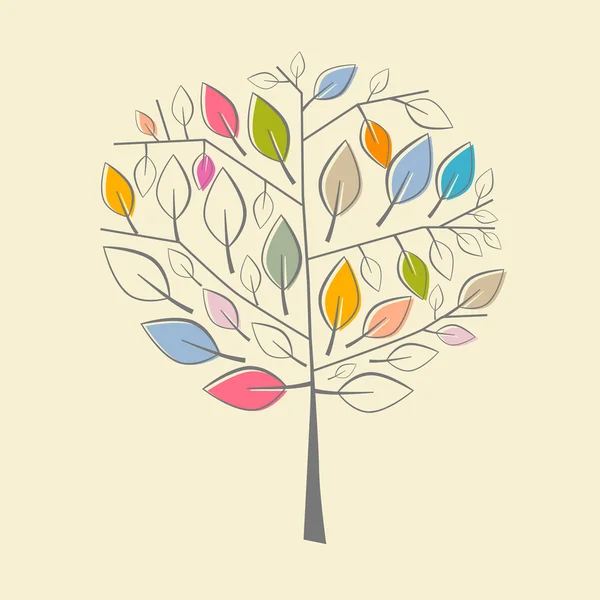 Resumen Retro colorido árbol de papel Ilustración — Vector de stock